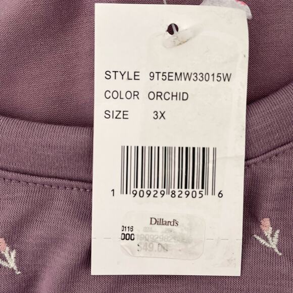 Farmer's Market Boho Floral Embroidered Shirt Womens Plus Size 3X Orchid Purple - Picture 6 of 7